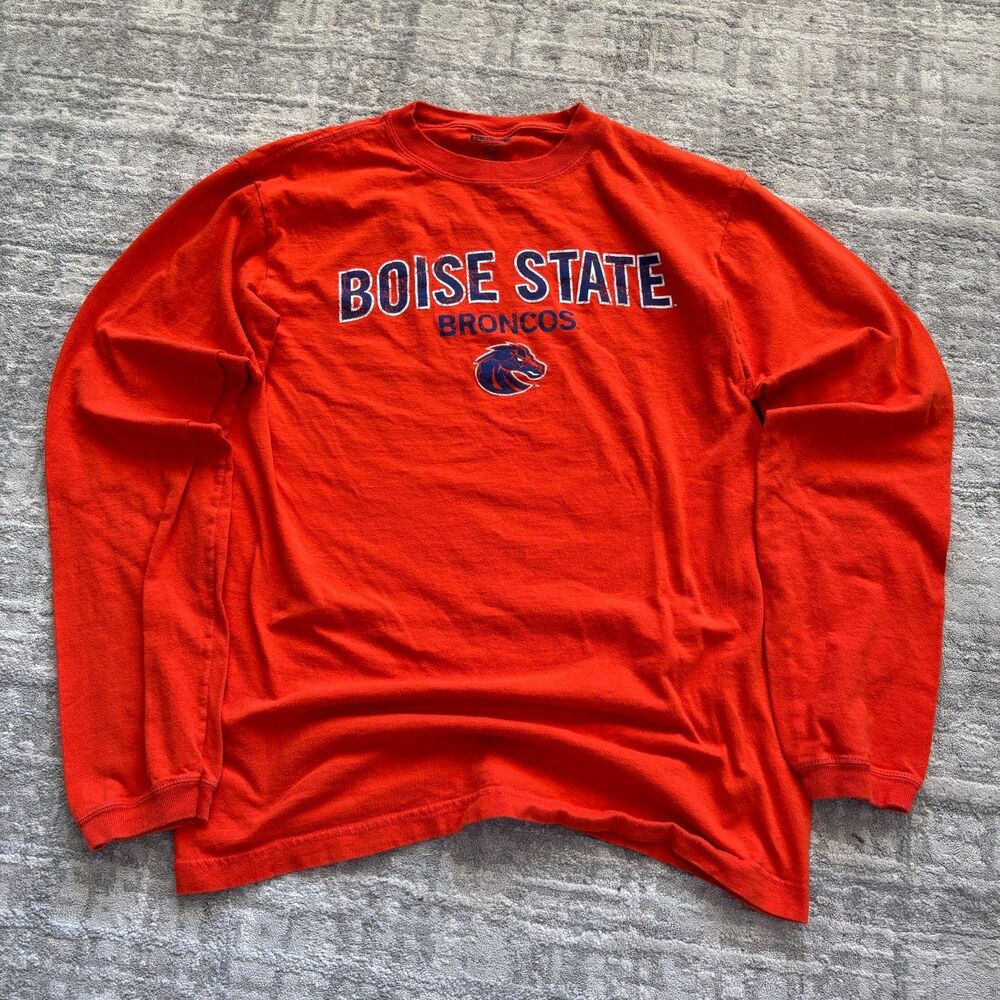 Y2K Boise State Broncos Long Sleeve Shirt Mens M Orange Vintage NCAA Streetwear